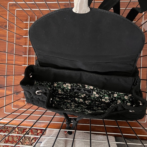 Vera Bradley Backpack Black Quilted with Drawstring and Flap Closure 14” main image 9